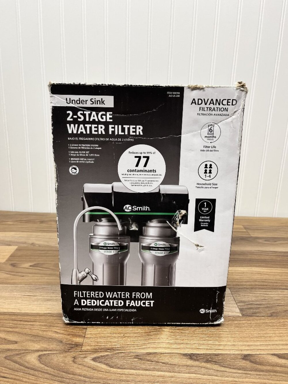 AO Smith 2-Stage ADVANCED Under Sink Water Filtration System ~ New-Open Box